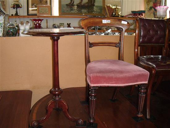 Mahogany circular tripod table and a chair(-)